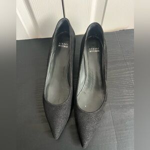 Stuart Weitzman Textured Black Pointed Toe Pump Heels Size 9.5N
